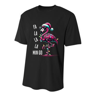 Christmas Fa La La Mingo Flamingo Xmas Gift Youth Performance Sprint T-Shirt