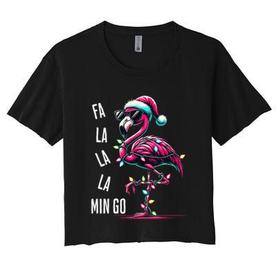 Christmas Fa La La Mingo Flamingo Xmas Gift Crop Top