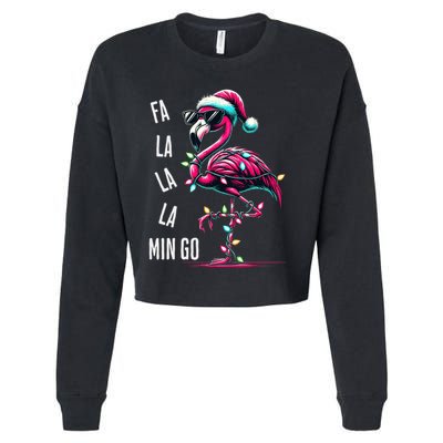 Christmas Fa La La Mingo Flamingo Xmas Gift Cropped Pullover Crew