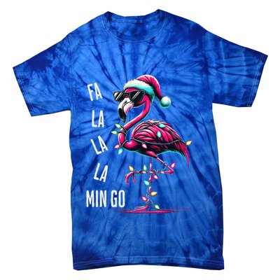 Christmas Fa La La Mingo Flamingo Xmas Gift Tie-Dye T-Shirt