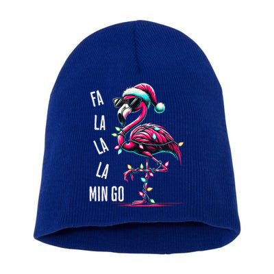 Christmas Fa La La Mingo Flamingo Xmas Gift Short Acrylic Beanie