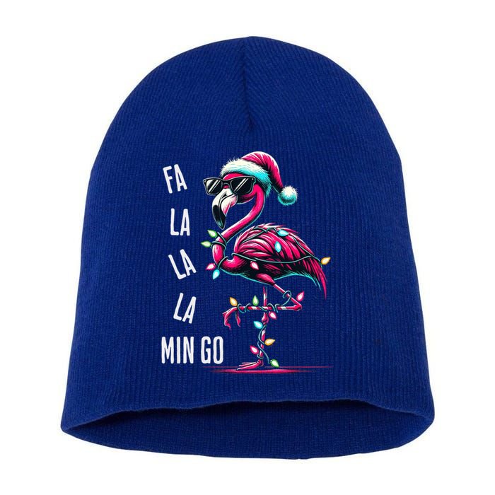 Christmas Fa La La Mingo Flamingo Xmas Gift Short Acrylic Beanie