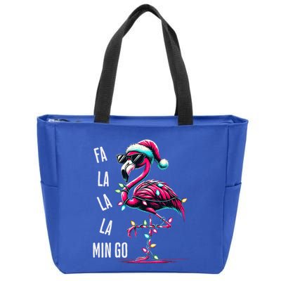 Christmas Fa La La Mingo Flamingo Xmas Gift Zip Tote Bag