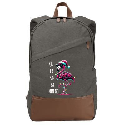 Christmas Fa La La Mingo Flamingo Xmas Gift Cotton Canvas Backpack