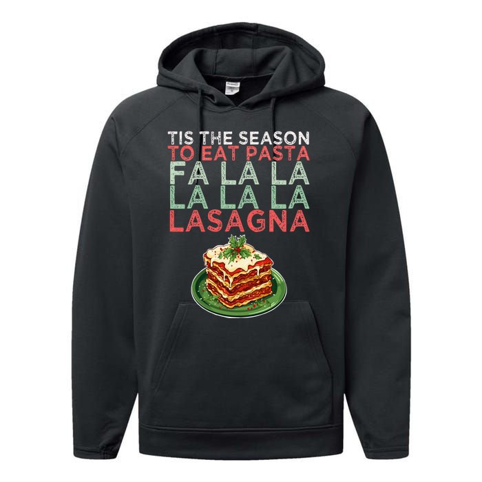 Christmas Fa la Lasagna Pasta Holidays Performance Fleece Hoodie