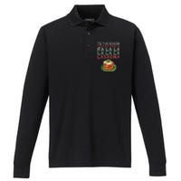 Christmas Fa la Lasagna Pasta Holidays Performance Long Sleeve Polo