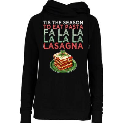 Christmas Fa la Lasagna Pasta Holidays Womens Funnel Neck Pullover Hood