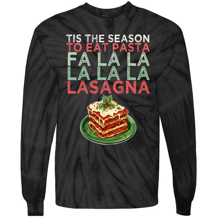 Christmas Fa la Lasagna Pasta Holidays Tie-Dye Long Sleeve Shirt