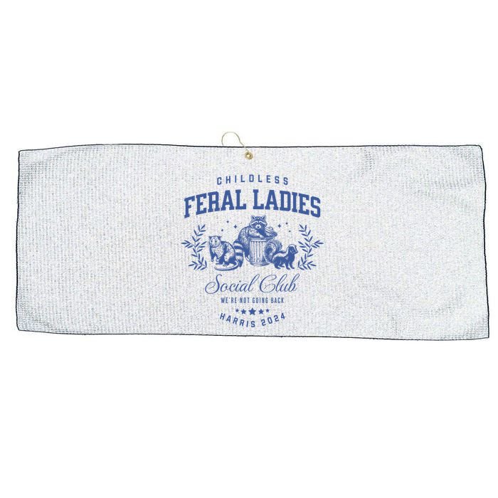 Childless Feral Ladies For Kamala Harris Large Microfiber Waffle Golf Towel