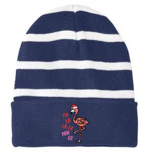 Christmas Fa La La Mingo Flamingo Xmas Striped Beanie with Solid Band