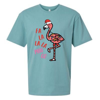 Christmas Fa La La Mingo Flamingo Xmas Sueded Cloud Jersey T-Shirt