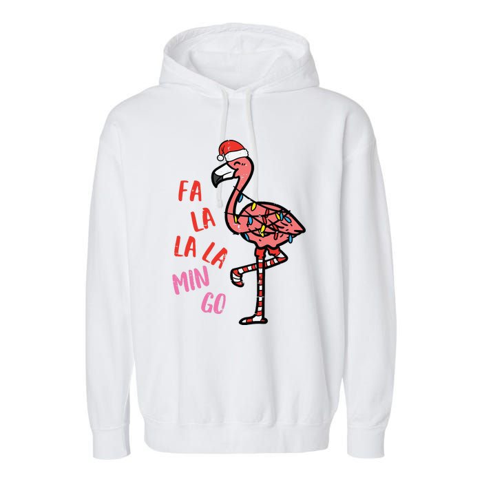 Christmas Fa La La Mingo Flamingo Xmas Garment-Dyed Fleece Hoodie