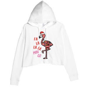 Christmas Fa La La Mingo Flamingo Xmas Crop Fleece Hoodie