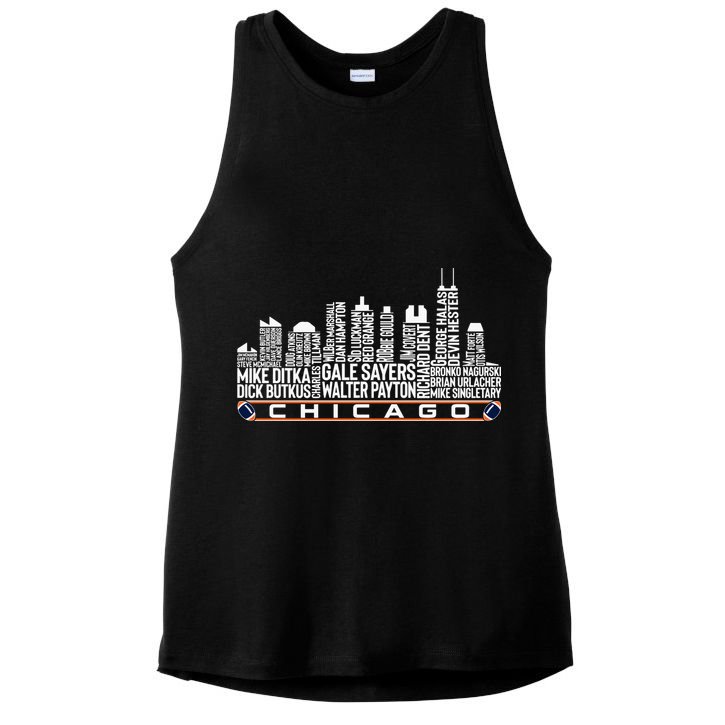 Chicago Football Legend Chicago Skyline Ladies PosiCharge Tri-Blend Wicking Tank