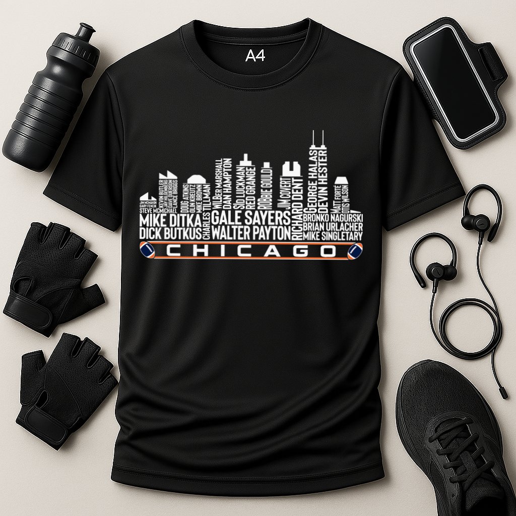 Chicago Football Legend Chicago Skyline Cooling Performance Crew T-Shirt