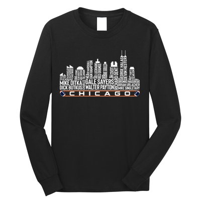 Chicago Football Legend Chicago Skyline Long Sleeve Shirt