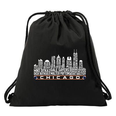 Chicago Football Legend Chicago Skyline Drawstring Bag