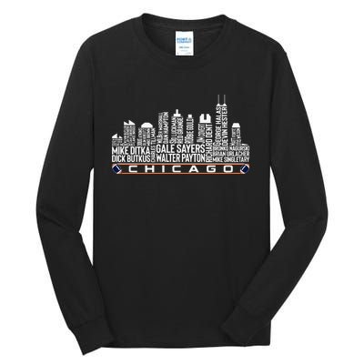 Chicago Football Legend Chicago Skyline Tall Long Sleeve T-Shirt