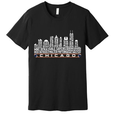 Chicago Football Legend Chicago Skyline Premium T-Shirt