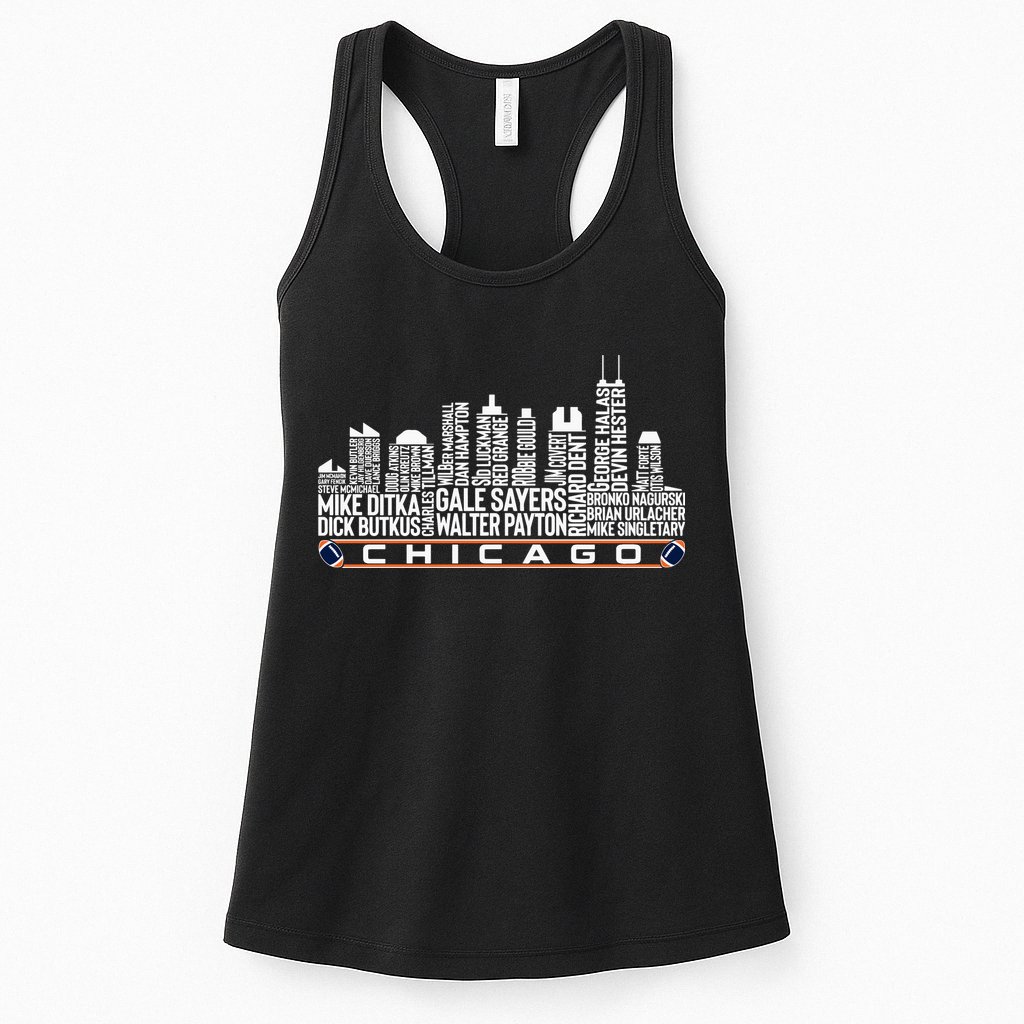 Chicago Football Legend Chicago Skyline Womens Tank Top