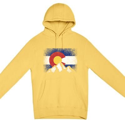 Colorado Flag Mountain Ski Winter Gift Hiker Hiking Camping Gift Premium Pullover Hoodie