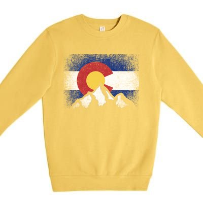 Colorado Flag Mountain Ski Winter Gift Hiker Hiking Camping Gift Premium Crewneck Sweatshirt