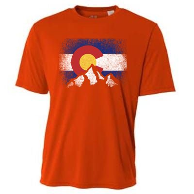 Colorado Flag Mountain Ski Winter Gift Hiker Hiking Camping Gift Cooling Performance Crew T-Shirt