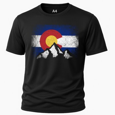 Colorado Flag Mountain Ski Winter Gift Hiker Hiking Camping Gift Cooling Performance Crew T-Shirt