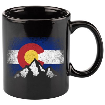 Colorado Flag Mountain Ski Winter Gift Hiker Hiking Camping Gift 11oz C Handle Ceramic Mug