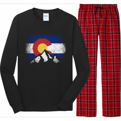 Colorado Flag Mountain Ski Winter Gift Hiker Hiking Camping Gift Long Sleeve Pajama Set