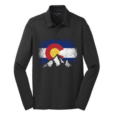 Colorado Flag Mountain Ski Winter Gift Hiker Hiking Camping Gift Silk Touch Performance Long Sleeve Polo