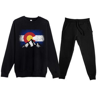 Colorado Flag Mountain Ski Winter Gift Hiker Hiking Camping Gift Premium Crewneck Sweatsuit Set