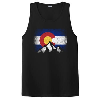 Colorado Flag Mountain Ski Winter Gift Hiker Hiking Camping Gift PosiCharge Competitor Tank