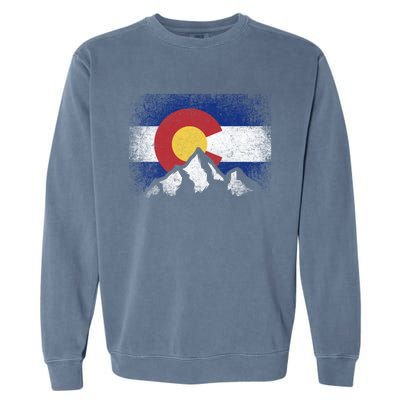 Colorado Flag Mountain Ski Winter Gift Hiker Hiking Camping Gift Garment-Dyed Sweatshirt