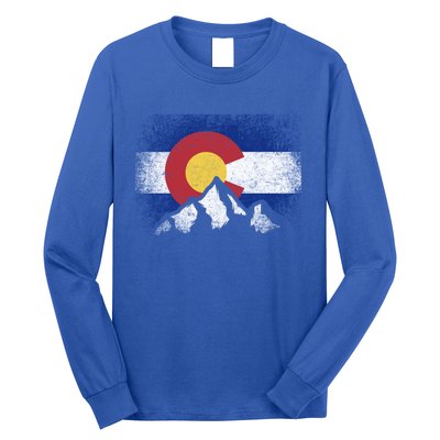 Colorado Flag Mountain Ski Winter Gift Hiker Hiking Camping Gift Long Sleeve Shirt