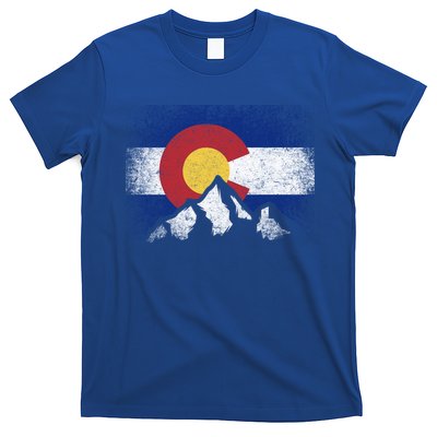Colorado Flag Mountain Ski Winter Gift Hiker Hiking Camping Gift T-Shirt