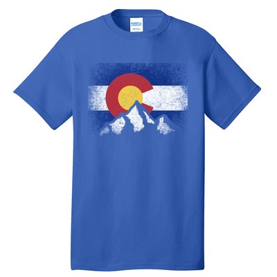 Colorado Flag Mountain Ski Winter Gift Hiker Hiking Camping Gift Tall T-Shirt