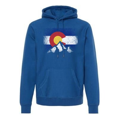 Colorado Flag Mountain Ski Winter Gift Hiker Hiking Camping Gift Premium Hoodie