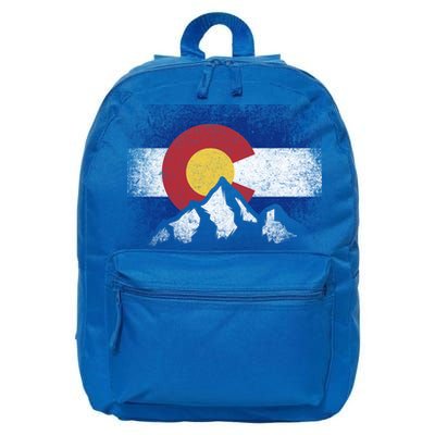 Colorado Flag Mountain Ski Winter Gift Hiker Hiking Camping Gift 16 in Basic Backpack