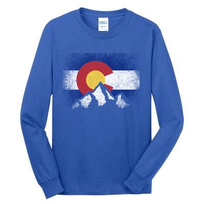 Colorado Flag Mountain Ski Winter Gift Hiker Hiking Camping Gift Tall Long Sleeve T-Shirt