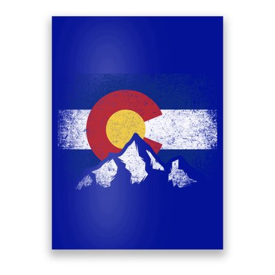 Colorado Flag Mountain Ski Winter Gift Hiker Hiking Camping Gift Poster