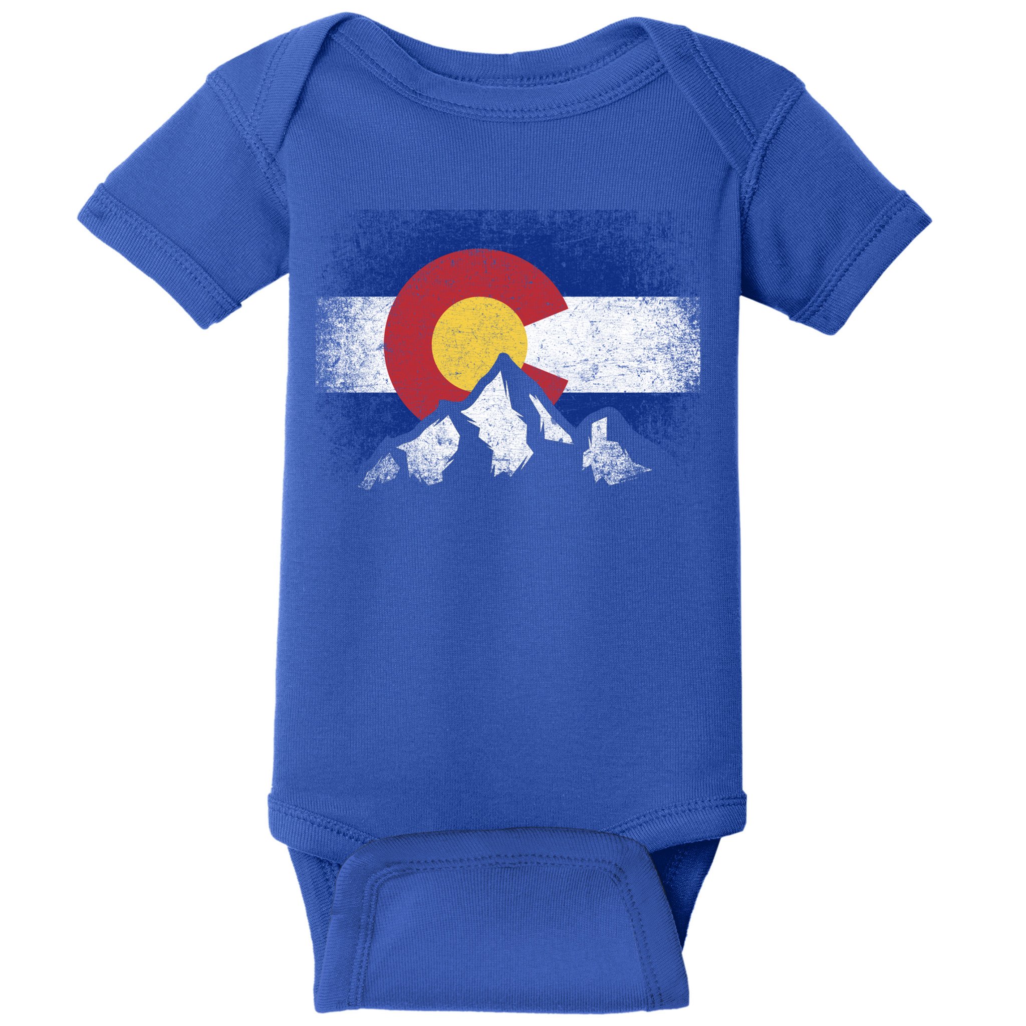 Colorado Flag Mountain Ski Winter Gift Hiker Hiking Camping Gift Baby Bodysuit