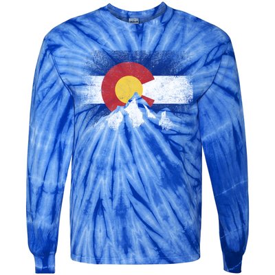 Colorado Flag Mountain Ski Winter Gift Hiker Hiking Camping Gift Tie-Dye Long Sleeve Shirt