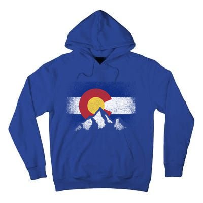 Colorado Flag Mountain Ski Winter Gift Hiker Hiking Camping Gift Tall Hoodie