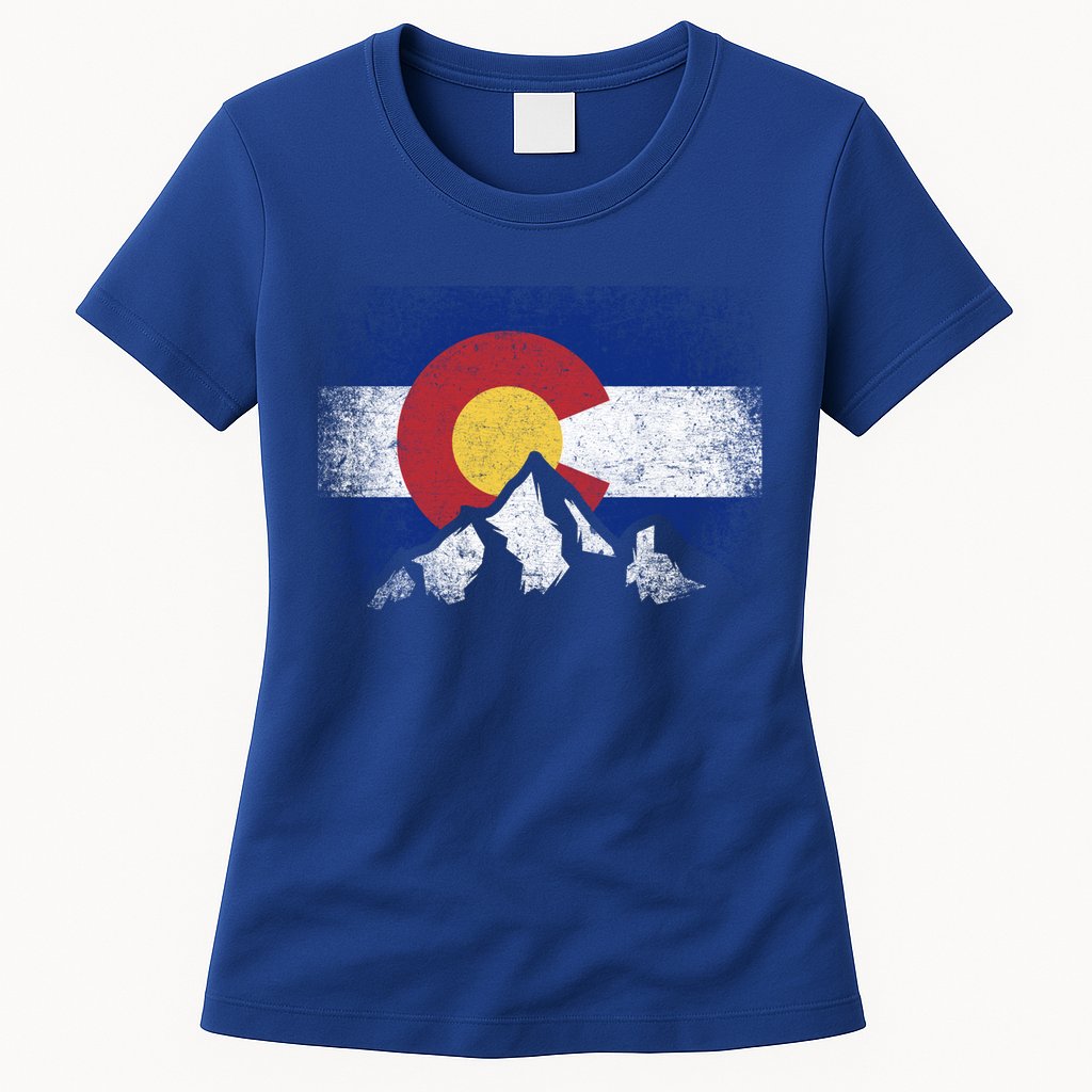 Colorado Flag Mountain Ski Winter Gift Hiker Hiking Camping Gift Womens T-Shirt