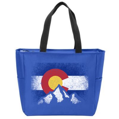 Colorado Flag Mountain Ski Winter Gift Hiker Hiking Camping Gift Zip Tote Bag