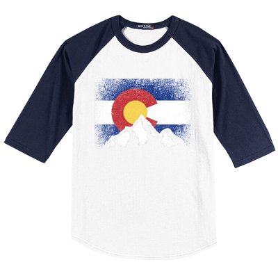 Colorado Flag Mountain Ski Winter Gift Hiker Hiking Camping Gift Baseball Sleeve Shirt