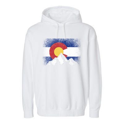 Colorado Flag Mountain Ski Winter Gift Hiker Hiking Camping Gift Garment-Dyed Fleece Hoodie