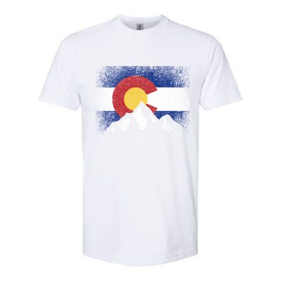 Colorado Flag Mountain Ski Winter Gift Hiker Hiking Camping Gift Softstyle CVC T-Shirt