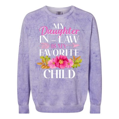 Cute Floral My Daughter In Law Is My Favorite Child Colorblast Crewneck Sweatshirt